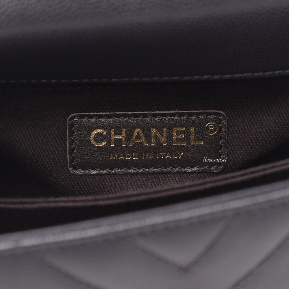 {CHANEL} Caviar Chevron Quilted Mini Dark Grey Bag - Picture 5 of 10
